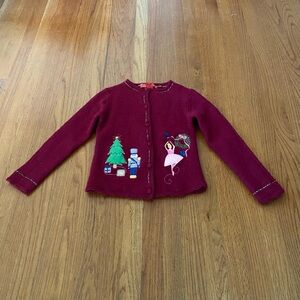 Skyrl Girl Burgundy Nutcracker and Ballerina  Embroidery Sweater